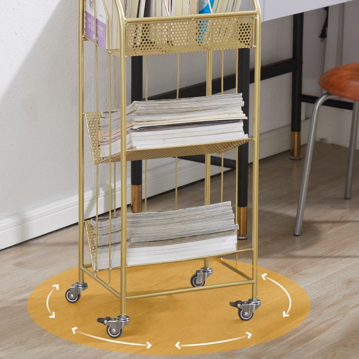 3-Shelf Metal Geometric Bookshelf Contemporary Closed Back Book Shelf,39" H x 11" W