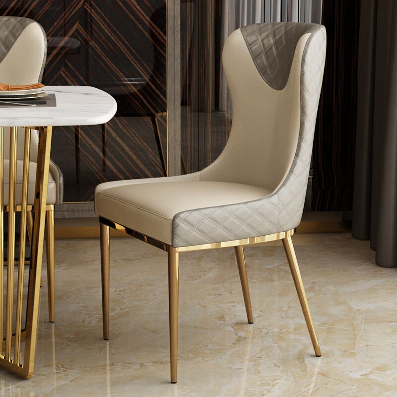 Glam Indoor Dining Chair Wingback Dining Room Chair with Metal Legs