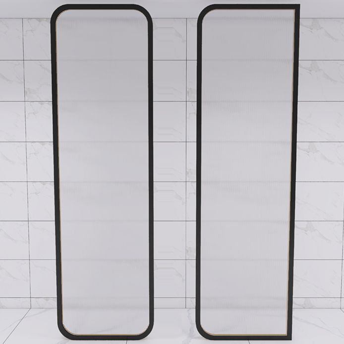 Black and Gold Fixed Glass Panel Framed Single Fixed Bath Fixed Panel