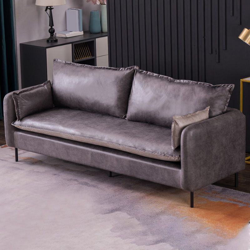 Standard Square Arm Sofa Set Contemporary Stain Resistant Sofa Couch with Pillows