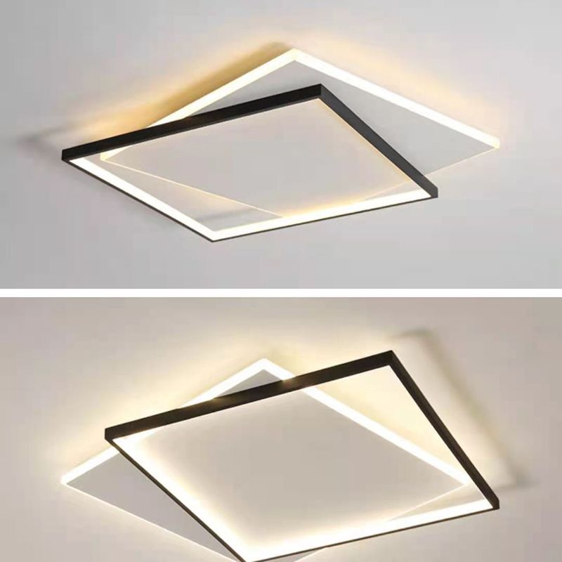 Acryl Double Squares Flush Mount Lighting Moderne Schwarz-Weiß LED Deckenbündige Mount Light