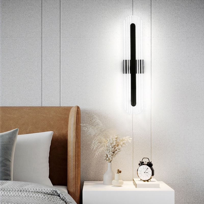 Oval Shade Metal Wall Sconce Modern Style 1 Light Wall Mount Light Fixture in Black