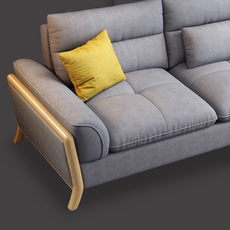 Flared Arm Linen Sectional Scandinavian 4-seater Sectional with Pillows