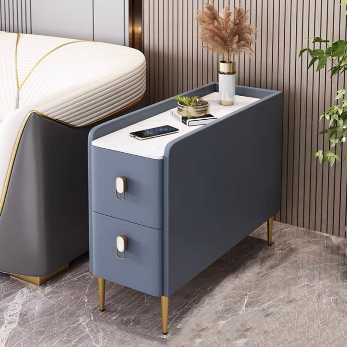 4 Legs Base Design Cocktail Table Slate Desktop Rectangular Coffee Table