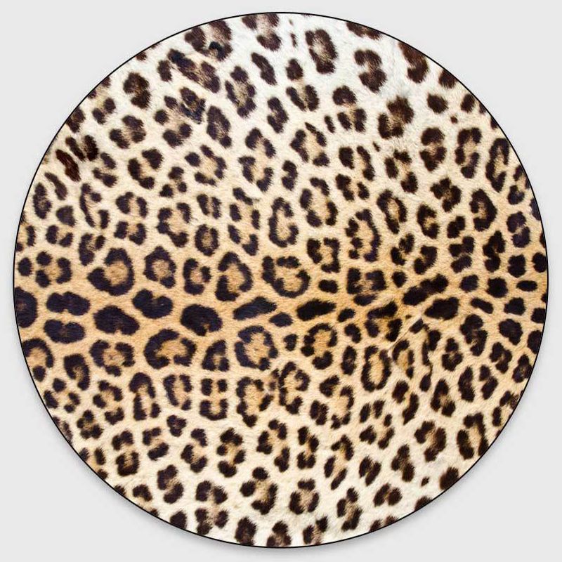 Funky Leopard Printed Area Rug Simplicity Round Indoor Carpet Stain Resistant Rug for Living Room
