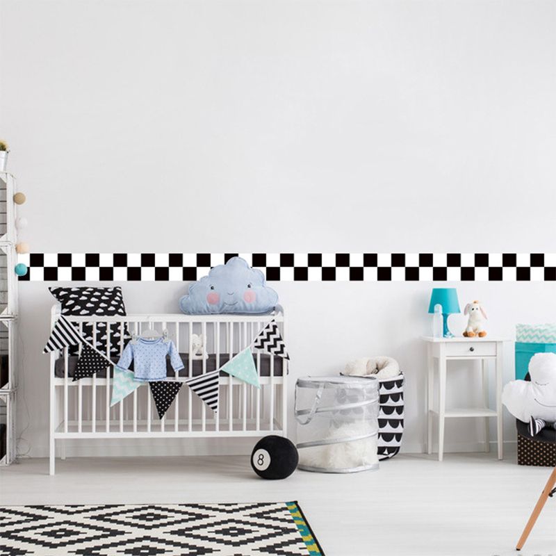 Black and White Checkered Wallpaper Border Easy Peel off Wall Decor for Living Room