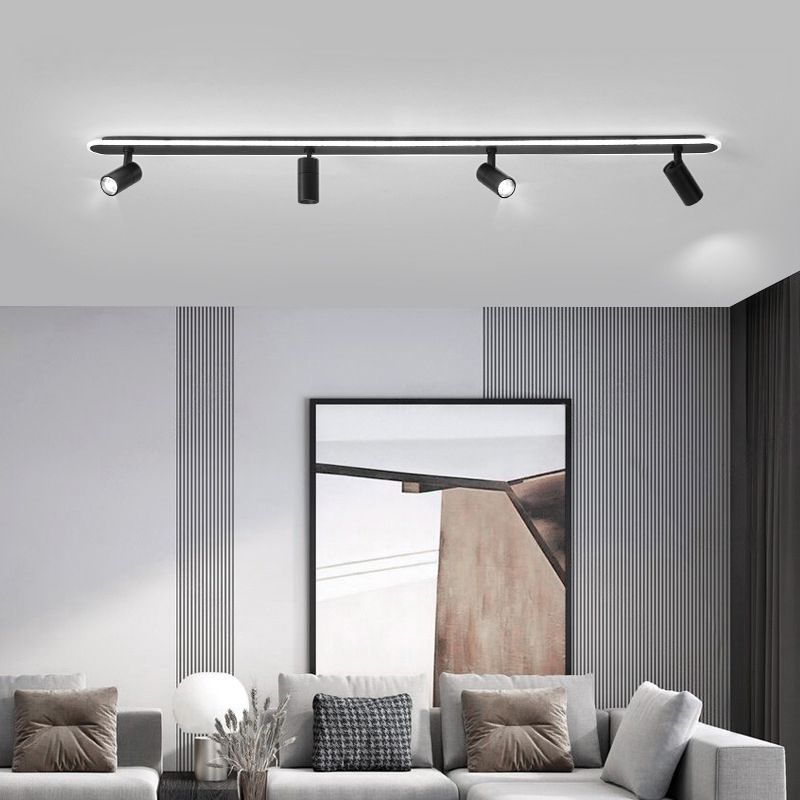 Tira de acrílico rectangular LED de montaje semi empotrado en luz de techo de metal de estilo conciso moderno para lugares comerciales