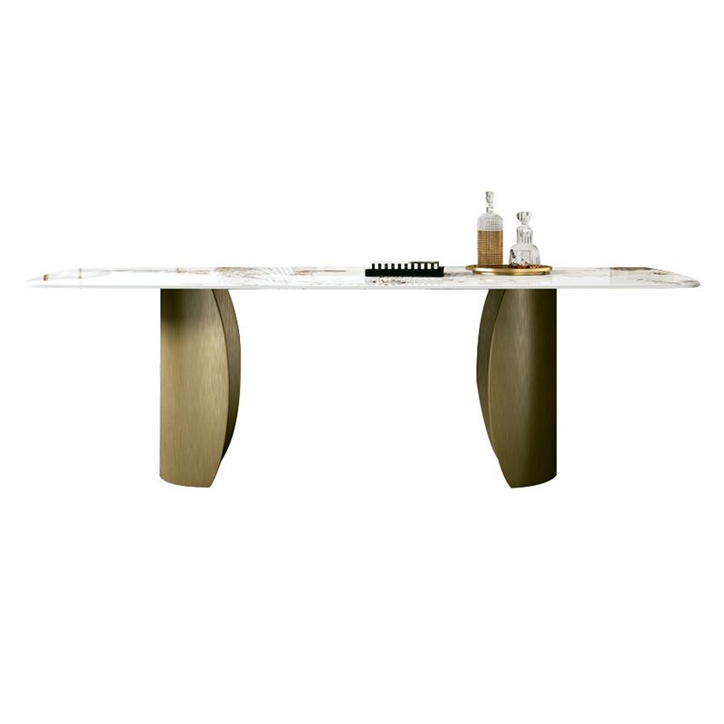 Modern Sintered Stone Table Dining Rectangle Table with Metal Legs for Home Use