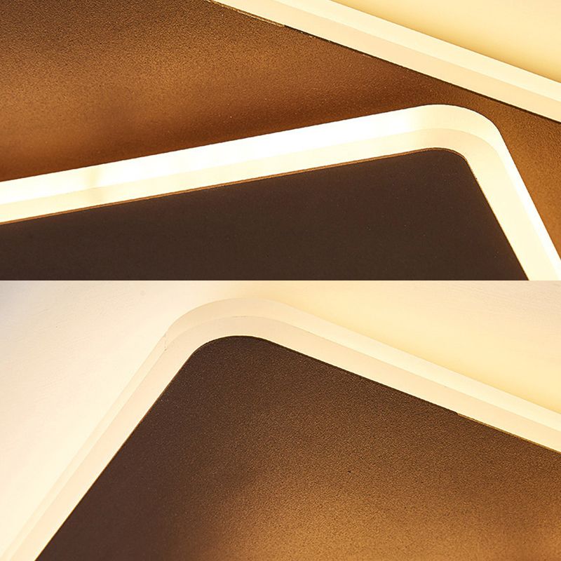 Square Flush Mount Lighting Modernism Acrylic White/Coffee 16"/19.5" Wide LED Ceiling Light in Warm/White Light
