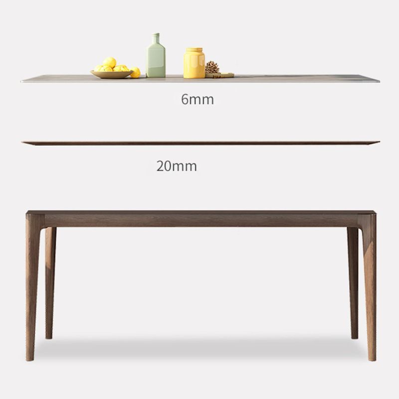 Mesa de comedor estándar de piedra sinterizada de mediados de siglo, mesa gris con forma rectangular, para cocina