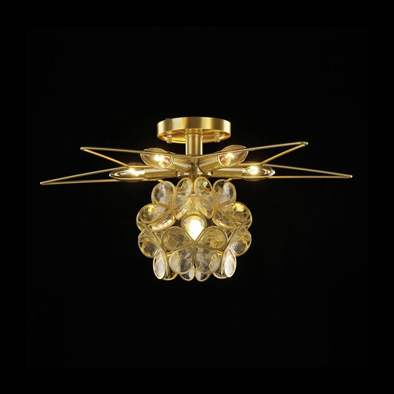 Star Metal Close to Ceiling Light Contemporary 1 Light Pink/White/Blue Semi-Flush Mount Lighting