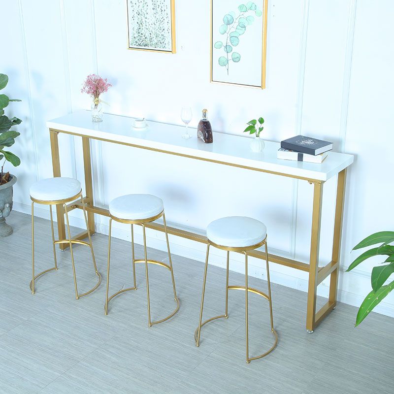 1/4 Pieces Moderns Rectangle Pub Table Set Wooden Counter Table with High Stools