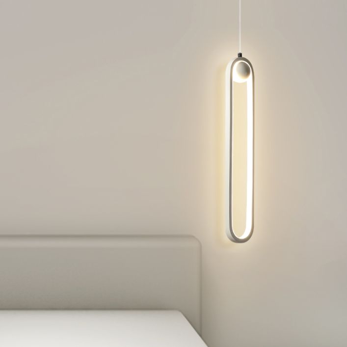 Oval Bedroom Hanging Light Fixture Metal Simple Style LED Suspended Lighting Fixture