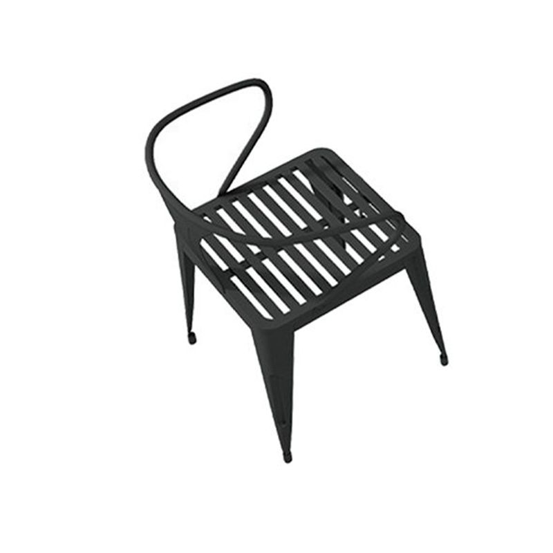 Industrial Metal Kitchen Dining Chair Slat Back Stacking Arm Chair