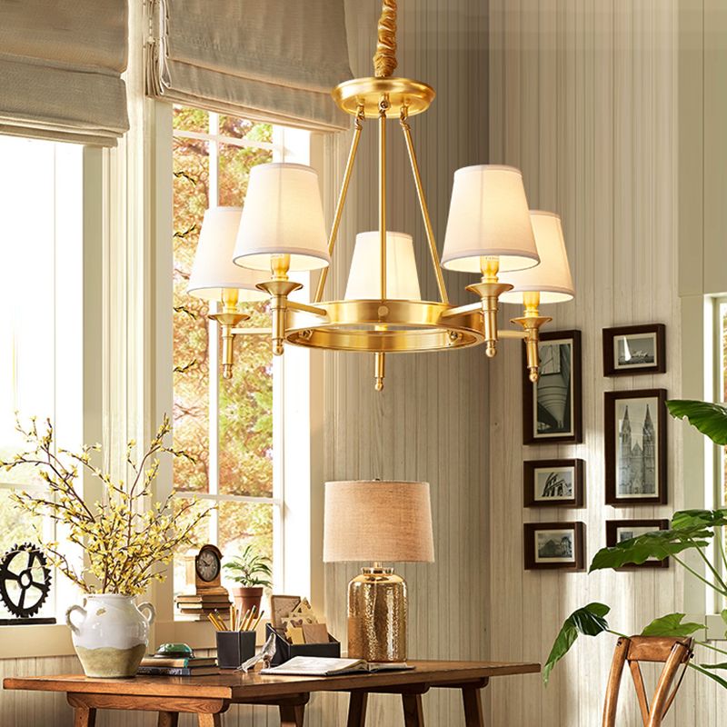 Gold Wagon Wheel Chandelier Light Fixture Traditional Metal Living Room Ceiling Pendant