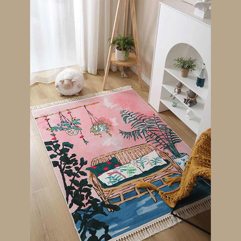 Tapis Boho-Chic Polyester Graffiti Print Intérieur Tapis Pet Friendly Carpet pour le salon
