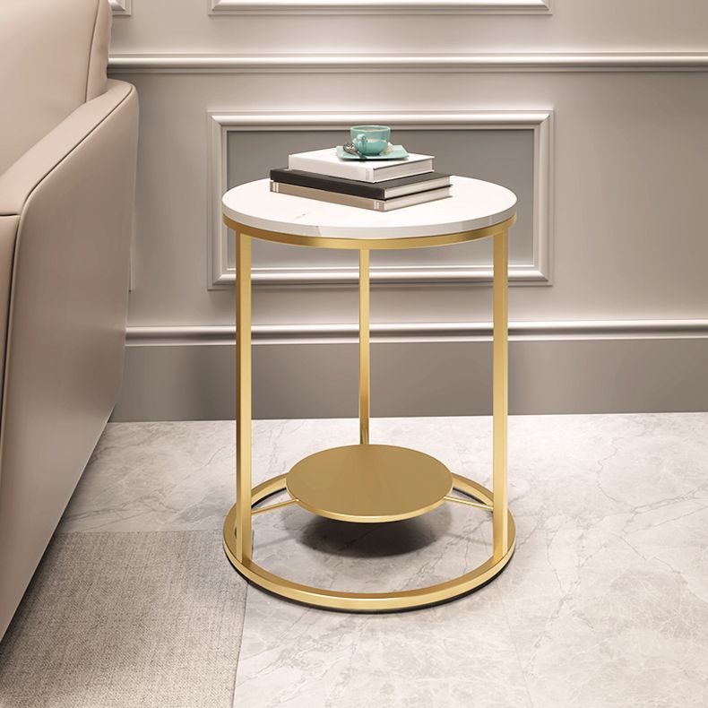 Modernistic Metal Frame Nesting Tables Slate Top Round End Table