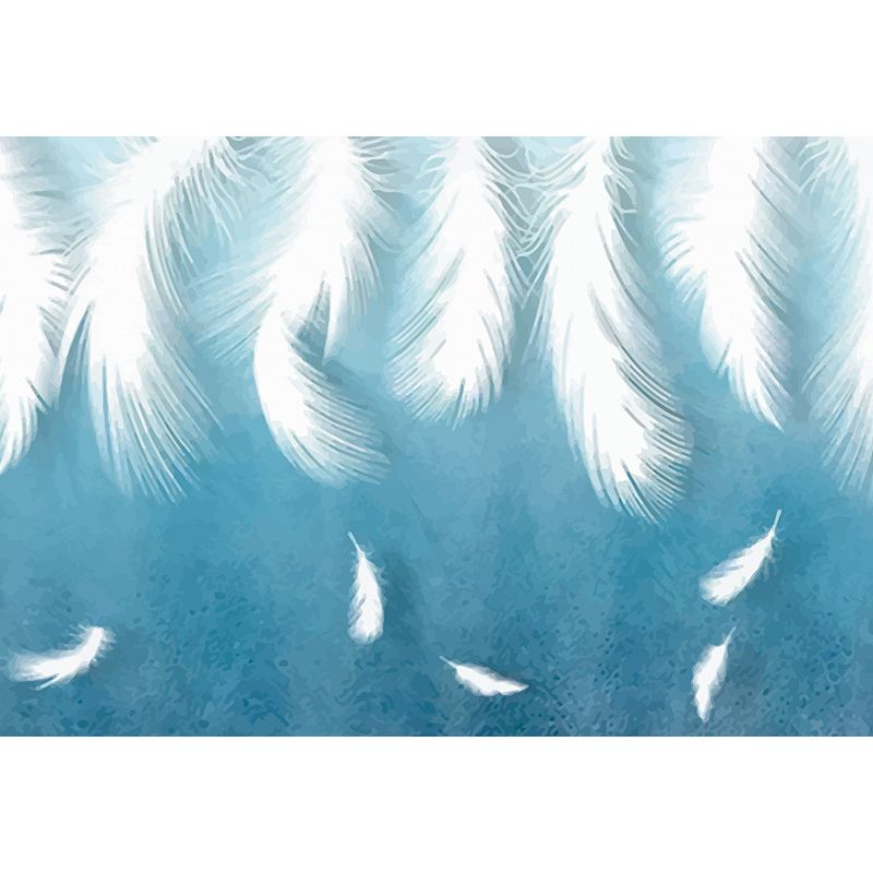 Feather Mural Wallpaper Pastel Color Contemporary Wall Covering for Girls Bedroom