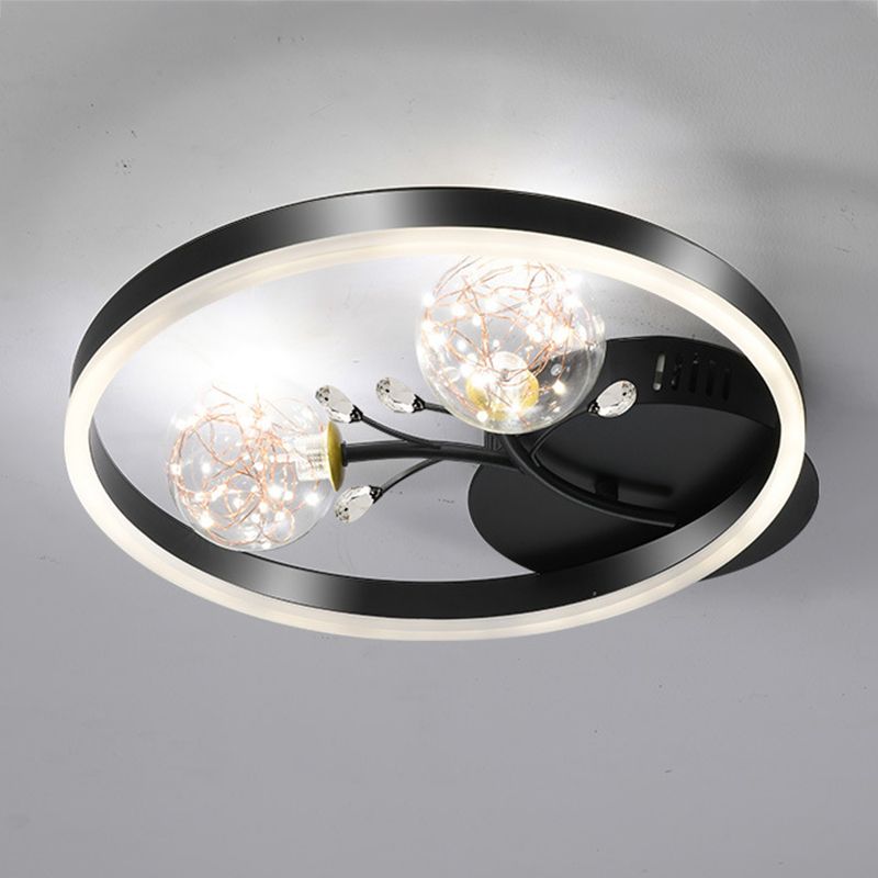 Modern Style Spherical Shape Ceiling Light Glass 3 Light Ceiling Light for Living Room
