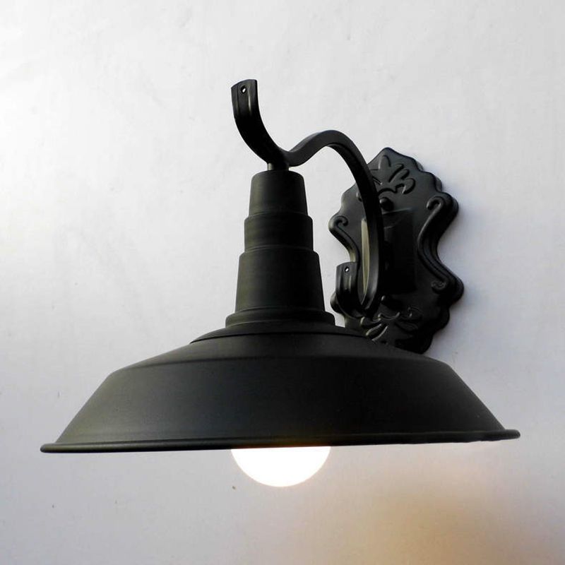 Iron Gooseneck Sconce Lighting Fixtures Industrial 1-Light Wall Light Shade