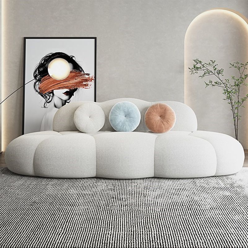 Contemporary Armless Curved Sofa Wool Sofa with Tight Back for Living Room