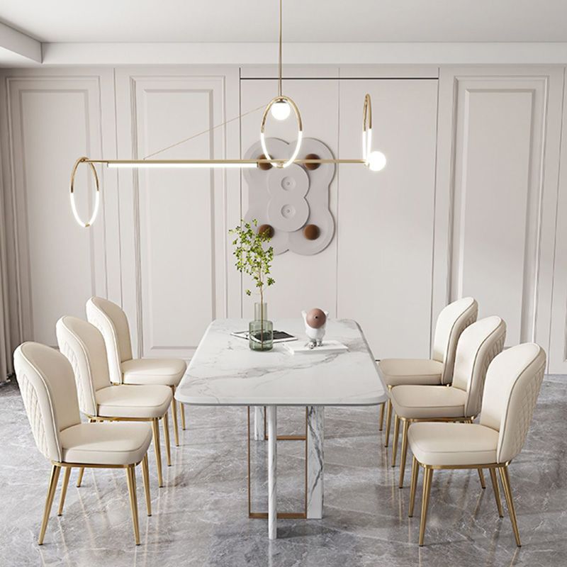 Glam Faux Leather Dining Chair Upholstered Armless Dining Chairs for Restaurant Use