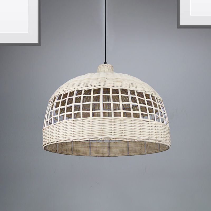 Modernista 1 Bulbo Posto Iluminación Tazón de madera Luz colgante con sombra de bambú