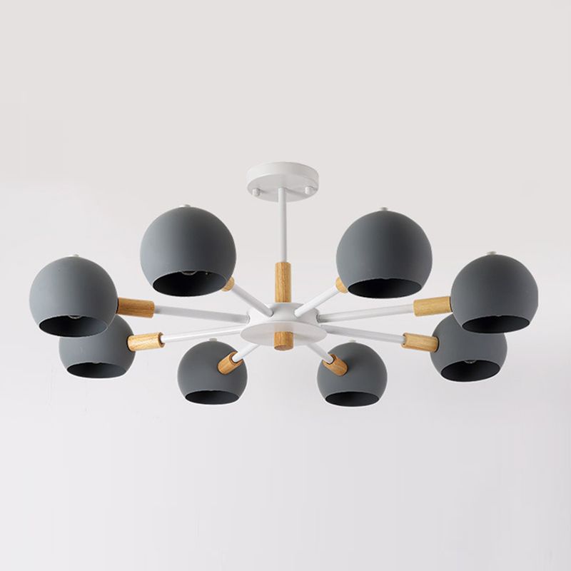 Macaron Domed Shaped Chandelier Light Metallic Lighting Fixture for Living Room