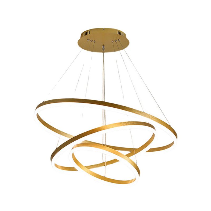 Luz de lámpara de araña de oro de anillo moderno restaurante de lámpara colgante para sala de estar