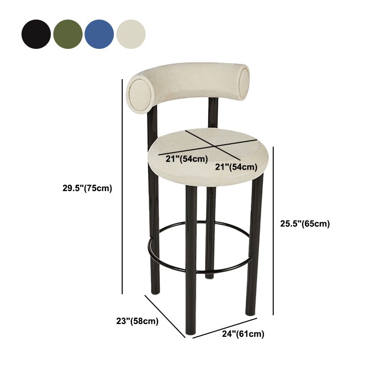 Contemporary Fabric Cushion Metal Barstool with 4 Legs in Matte Finish for Indoor