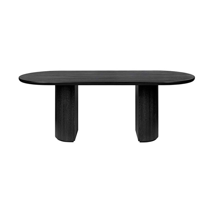 Solid Wood Oval Dining Table Modern Double Pedestal Table for Dining Room