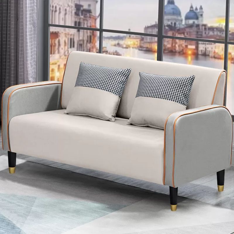 Glam Tight Back Square Arm Living Room Faux Leather Standard Seating