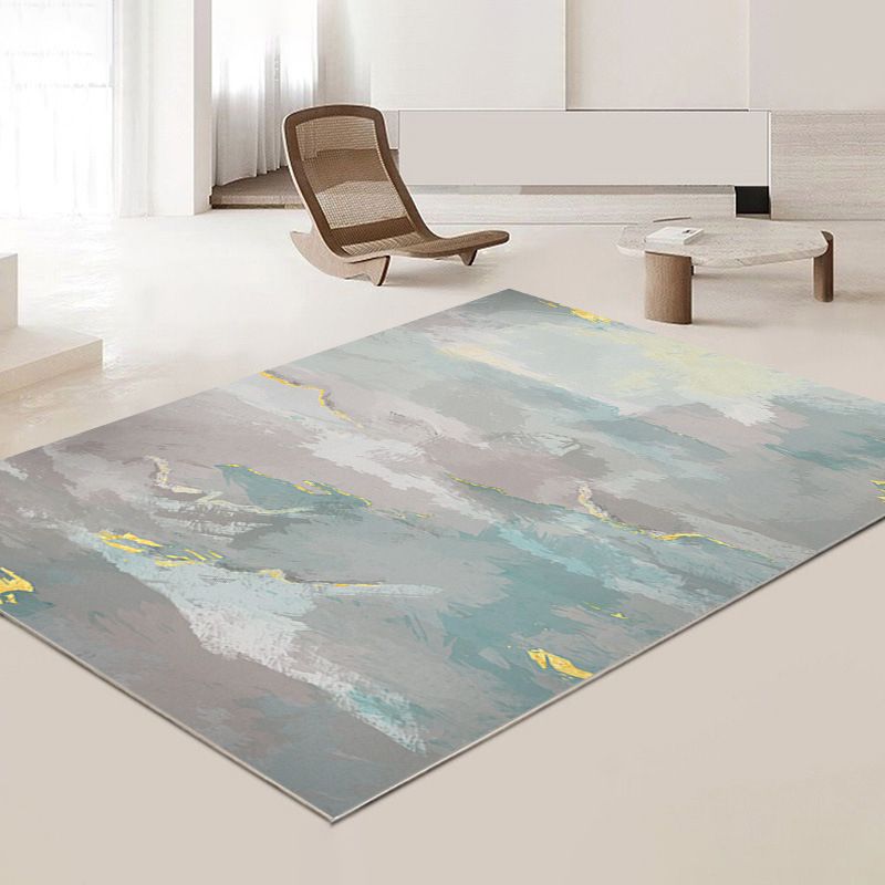 Postmodern Abstract Area Rug Green Polyester Rug Washable Indoor Carpet for Home Decoration