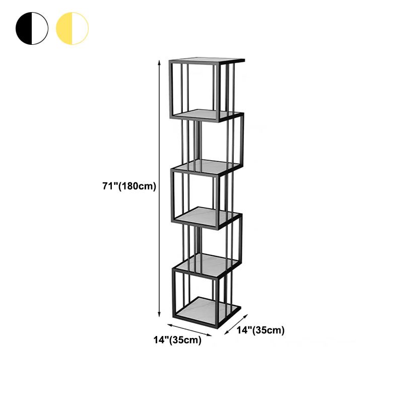 Open Vertical Etagere Bookshelf Industrial Iron Frame Manufactured Wood Shelf Bookshelf