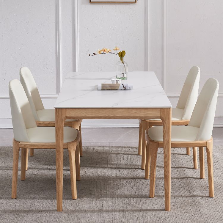 Dining Room Set Minimalist with Solid Wood Table and Upholstered Chairs