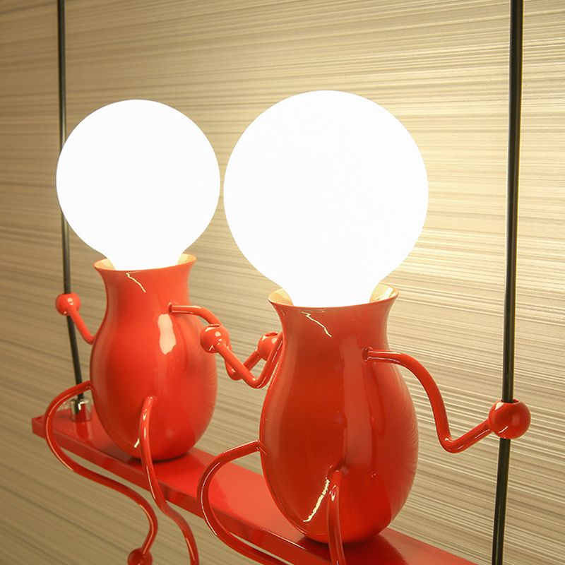 Zwart/wit/rode kleine mensen SCONCE LICHT METAL Kids 2 Lichten Wandverlichtingsarmatuur voor woonkamer