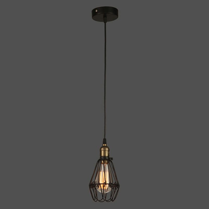 Kleine kooi coffeeshop hangen lamp armatuur verouderd metalen zwarte hanger plafondlicht