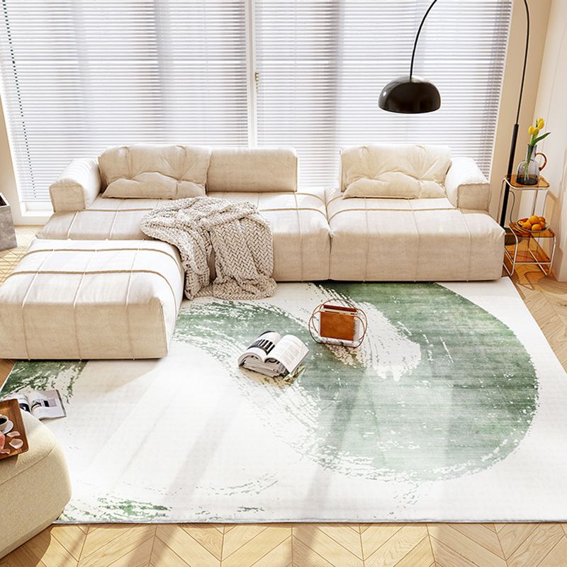 Green Modern Carpet Polyester Graphic Area Carpet Washable Carpet for Home Decor