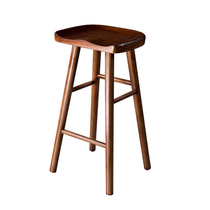 Contemporary Wood Barstool Wood Counter Stool in Matte Finish for Indoor