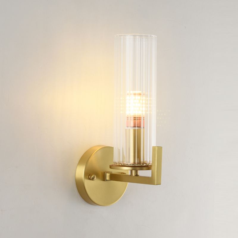 Oro Pronzo da parete a 1 luci a 1 luce in moderna luce da parete da interno in rame di lusso con tonalità di vetro