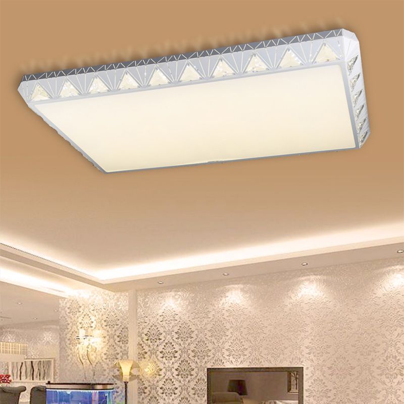 Lampe encastrée moderne conique ronde/carrée/rectangle plafonnier LED blanc cristal avec/sans télécommande gradation continue