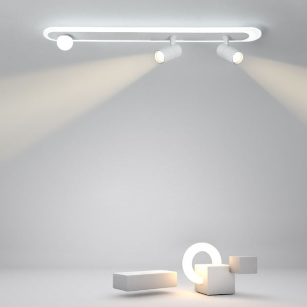 Witte lineaire LED-railverlichtingsarmaturen Moderne aluminium plafondlamp met 2 spots