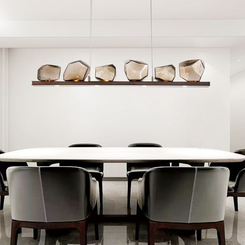 Contemporary Style Geometry Island Lights Clear Glass 6 Light Island Pendant Lights