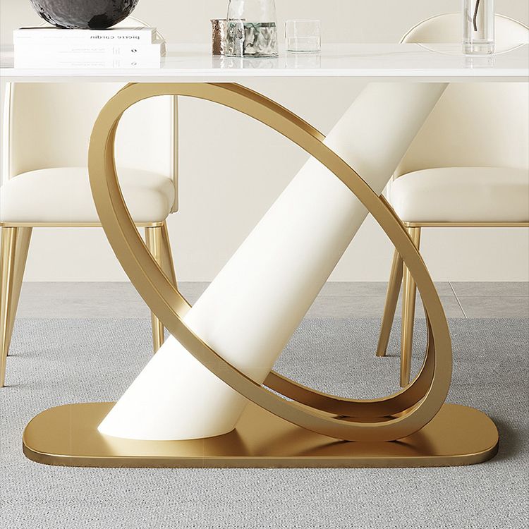 Modern Stone Furniture Set 1/4/5/7 Pcs Standard Height Dining Room Table Set in White