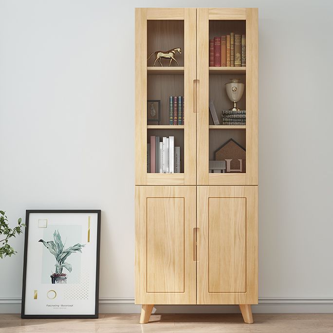 Solid Wood Scandinavian Bookcase Closed Back Bookcase with Door