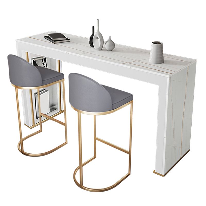 Modern Rectangle Bar Pub Table Set 1/3 Pcs Stone Top Bar Table and Upholstered Stools