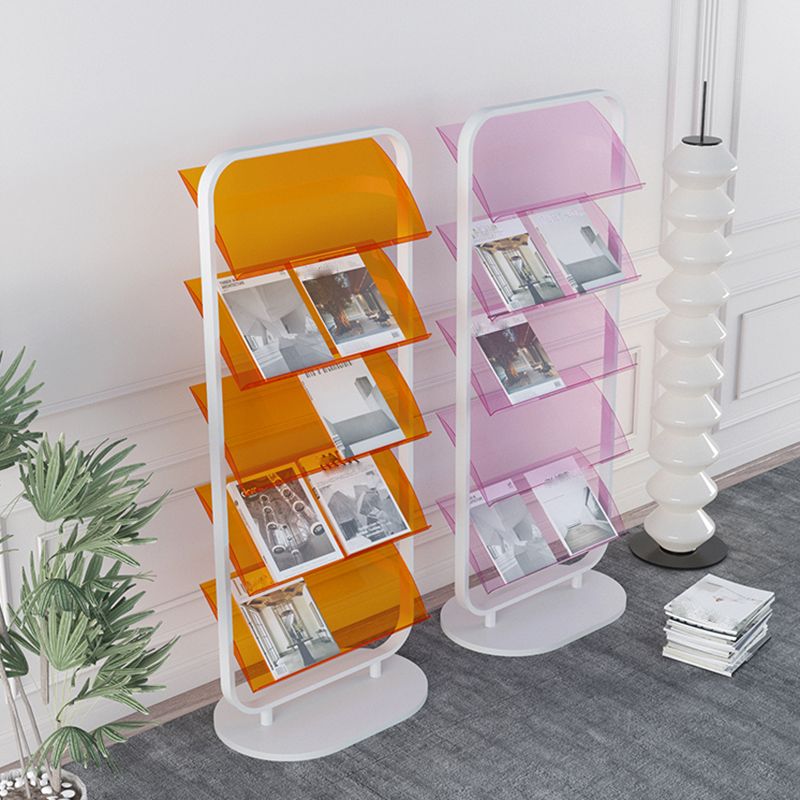 Contemporary Open Back Metal Bookshelf Acrylic Bookcase with Shelves