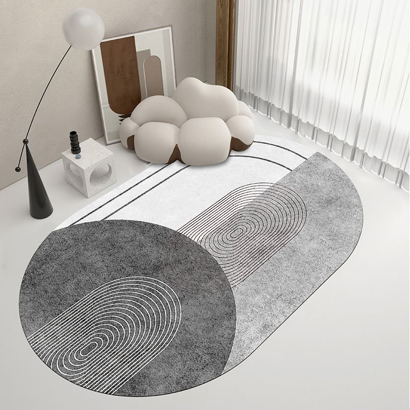 Gray Modern Carpet Polyester Line Carpet Washable Area Carpet for Home Decoration