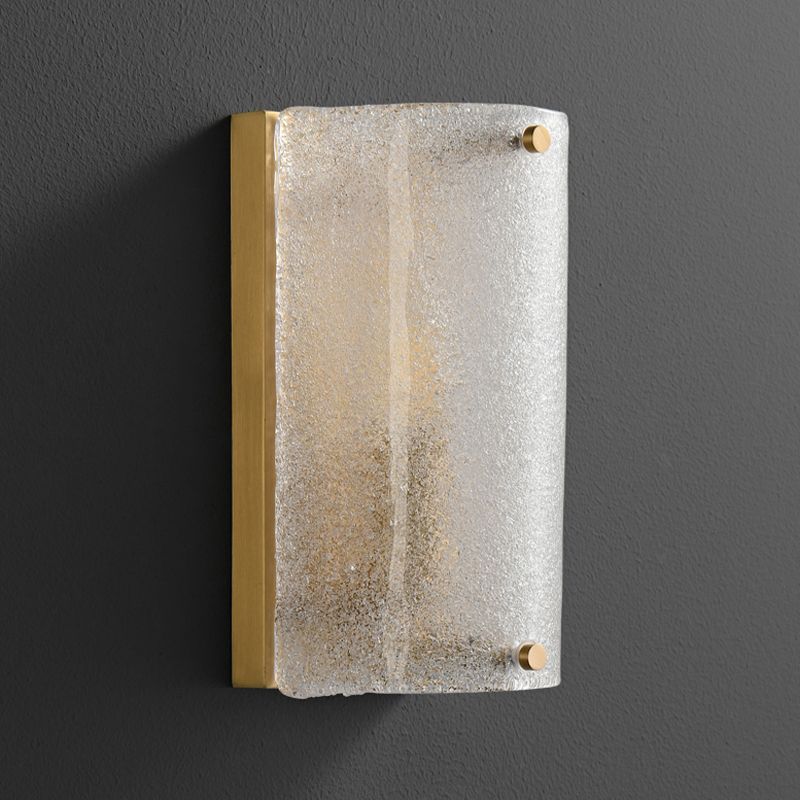 Modern Metal Wall Sconce Semicircle Shape Wall Light with Glass Shade for Bedroom