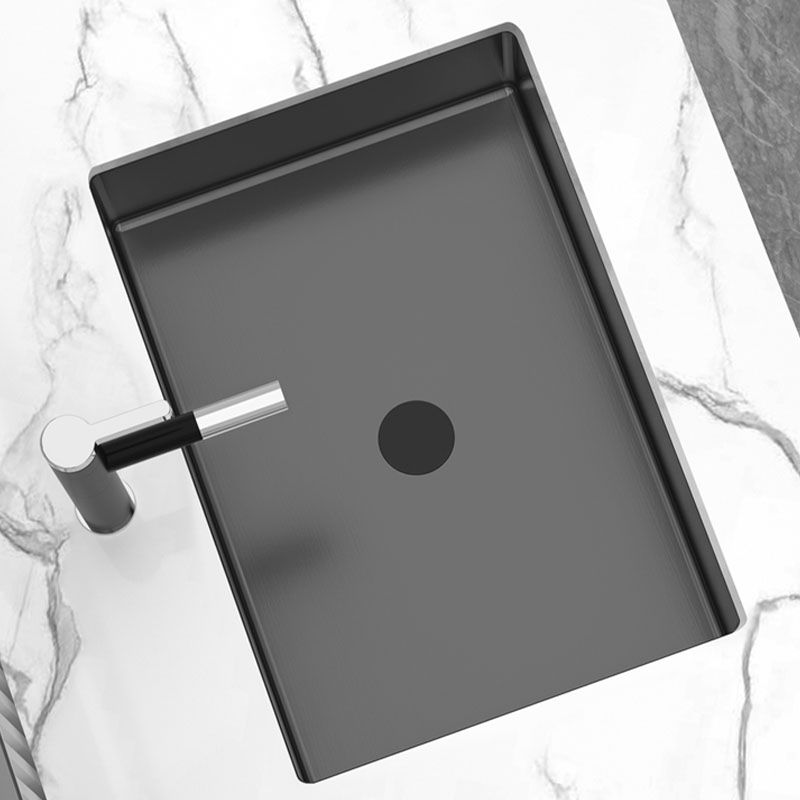 Contemporary Bathroom Sink Metal Rectangular Undermount Bathroom Sink with Pop-Up Drain